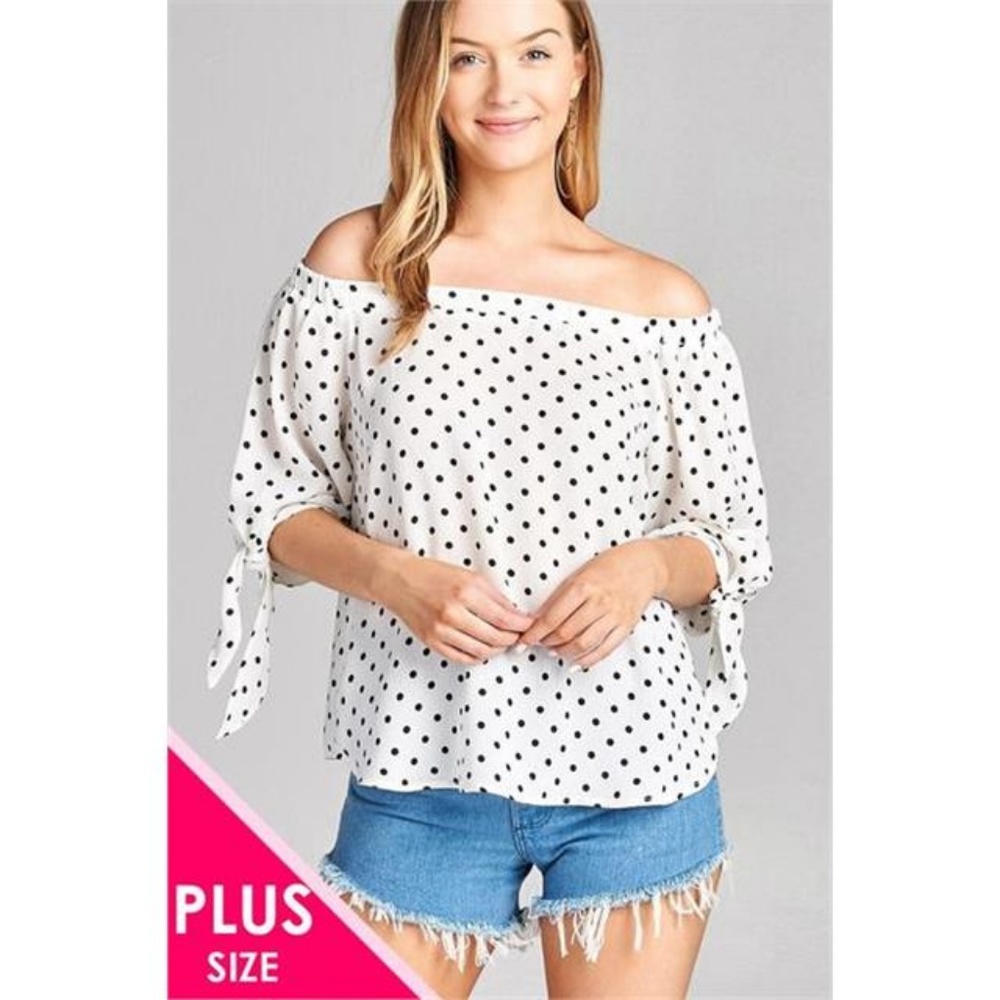 CURVY ROSE POLKA DOT TIE SLEEVE TOP 3 PACK